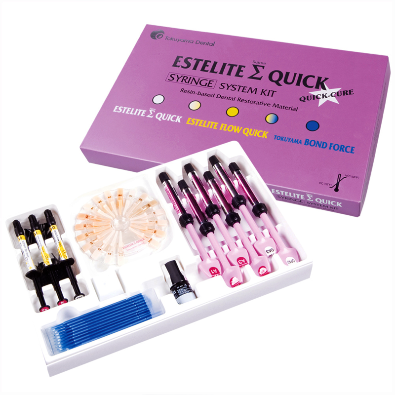 Эстелайт Сигма Квик / Estelite Sigma Quick Syringe System Kit набор шприц А1,А2,А3,А3,5, ОА3, ОРА2 по 3,8г (2мл) + шприцы Flow Quick А2, А3, ОА3 по 1,8г+адгезив 5мл+ аксессуары 13201 (13106) купить